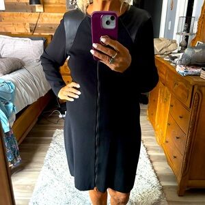 Ralph Lauren Black Long Sleeve Dress with Faux Leather accents. Size XL. EUC.